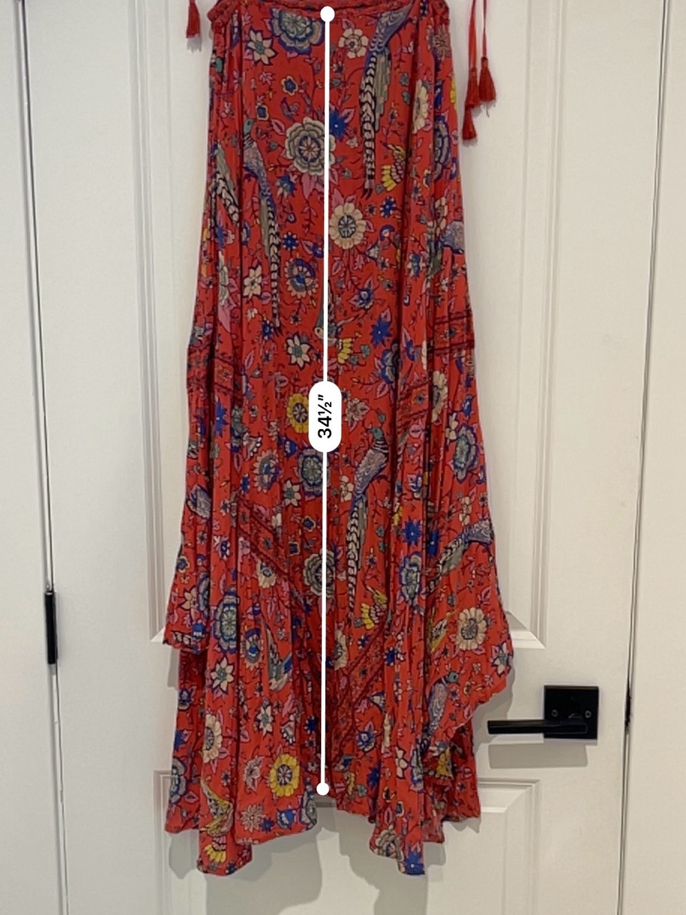 Spell Pink Floral Maxi Skirt with Tassel Waist - Picture 4 of 5